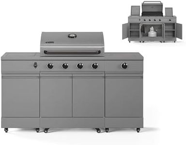 Tytus Fresno 5 Burner Propane or Natural Gas Island Grill - 864 sq. in. Cooking Area, 48,000 BTU Grill, 12,000 BTU Side Burner, 304 Steel Burners, Storage Cabinets - All Gunmetal