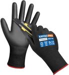 KAYGO Cut Resistant Gloves,PU Coated 3 Pairs, 5 Fingers Touch Screen,ANSI Cut Level A2,Safety Work Gloves for Construction,Warehouse,and DIY Projects,Black,S