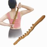 Fatbeemall Wooden Therapy Roller Tools Professional Body Massager (16.53 in) Manual Body Back Massager Relieve Muscle Soreness (8 Roller)