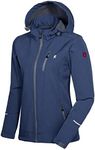 Little Donkey Andy Women's Softshell Jacket Ski Jacket with Removable Hood, Fleece Lined and Water Repellent Blue Heather Size L