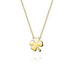 Bling Jewelry Irish Lucky Shamrock Good Luck Charm Four Leaf Clover Pendant Necklace for Women for Teen Yellow Gold Plated .925 Sterling Silver