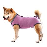 Dotoner Dog Recovery Suit Abdominal Wound Puppy Surgical Clothes Post-Operative Vest Pet After Surgery Wear Substitute E-Collar & Cone(S,Pink)