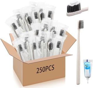 Uiifan 250 Sets Disposable Toothbrushes Bulk with Toothpaste Individually Wrapped Travel Toothbrush Set Homeless Supplies Manual Soft Bristle Toothbrushes for Home Hotel Office Camping