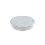 Emuca - Ø60mm round grommet from grey plastic, desk cable grommet to build in table/desk/worktop, Set of 20