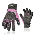 Vgo... Heavy Duty Synthetic Leather Work Gloves Women,Impact Protection Mechanic Gloves,Vibration Reduction,Touchscreen(S,Pink,SL8849IP-FM)