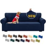 XINEAGE High Stretch Sofa Covers 3 Seater Latest Jacquard 1 Piece Sofa Slipcovers Living Room Universal Couch Covers for Dogs Pet Non Slip Sofa Furniture Protector Washable (3 Seater, Navy Blue)