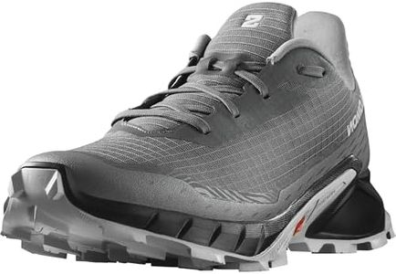 Salomon Men's Alphacross 5 Trail Running and Hiking Shoe, Pewter/Black/Ghost, 8 US