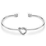 PAVOI Rhodium Plated Adjustable Infinity Forever Love Knot Bracelet Bangle