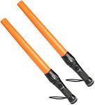 ULTRAFIRE 2PCS 16-Inch Signal Traffic Wand Safty LED Flashlight 980 Lumen, 5 Modes, Red Flashing Mode, Wrist Strap Lanyard, Magnetic Base, Orange Finish, for Kids Outdoor Camping Emergency, A200