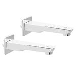 Pixaflo Cubicle Brass Bath Tub Spout with Wall Flange | High Flow (Chrome | Pack of 2)