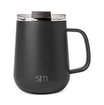 Simple Modern Travel Coffee Mug with Handle | Insulated Stainless Steel Coffee Tumbler Tea Cup | Gifts for Women & Men | Voyager Collection | 12oz | Midnight Black