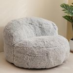 BYBYME Giant Bean Bag Chair, Faux Fur Bean Bag Couch with Filler Large Living Room Bean Bag Chairs for Adults, Big Lazy Sofa Accent Chair with Pocket Floor Chair