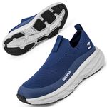 Sosenfer Slip On Sneakers Mens Trainers Sports Shoes Breathable Jogging Shoes Dark Blue 45XIN