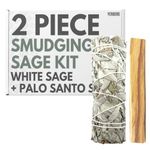 Yerbero - 1 Premium 4'' White Sage Smudging Sticks | California White Sage | Salvia | 1 Hand Tied for Home Spiritual Blessing Positive Energy Harmony & Meditation. (White Sage + Palo Santo)