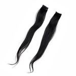 Thick lengths Single Clip on Hair Extensions For Women Cip Type For Girls (Pack of 2), Clip Hair Extensions Made with 100% Remy Human Hair, Easy to Use Hair Patch (Natural Black) 16 Inches