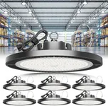 ELEKICO Super Bright 250w UFO LED High Bay Light 35000lm with Plug 5ft Cable (Eqv.1000w Mh/Hps/Hid),5000k High Bay Led Shop Lights Garage Lighting for Garage Factory Workshop Warehouse Barn -6pack