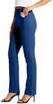 Willit 29" Women's Yoga Dress Pants Straight Leg Work Slacks Stretchy Office Casual Pants 4 Pockets Belt Loops Deep Blue XS