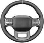 MEWANT DIY Hand Stitch on Black Genuine Leather Steering Wheel Wrap for Ford F-150 2021-2023 / F-150 Lightning 2022-2023