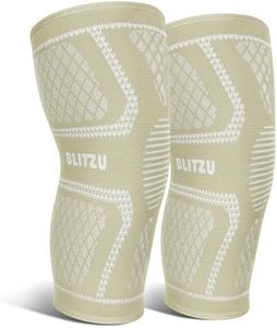 Knee Brace for Women & Men, 2 Pack Compression Knee Brace, Knee Support Sleeve for Pain Relief, Running, Workout, Sports, Knee Braces for ACL, Meniscus Tear, Arthritis and Injury Recovery Beige L