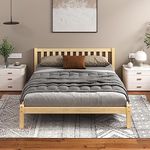 ALFORDSON Bed Frame Queen Wooden Bed Base with Solid Wood Pine Timber Slats, Mattress Base Platform Support, Oak Bed Foundation with Storage Space, Fenella Series Home Bedroom Furniture