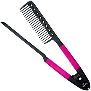 Herstyler Hair Straightening Comb - Flat Iron Comb - Hair Straightener Comb With a Firm Grip - Styling Comb for Women (Pink)