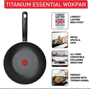 Tefal Titanium Wok Pan 28cm – Non-Stick Stir Fry Cookware