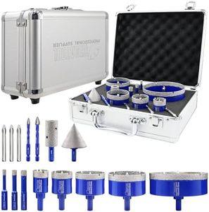 SHDIATOOL Tile Diamond Drill Bits Kit, Porcelain Hole Saw Sets, Ceramic Core Bits Cutter Drilling for Stone Marble Granite 15pcs(6/8/10/25/35/50/65/100MM/20MM/2/6/8MM)