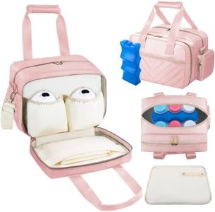 Breastmilk Cooler Bag with Ice Pack, Wearable Breast Pump Storage Bag, Insulated Bottle Travel Bag Compatible with Momcozy/Elvie/Willow, Fits 6 Baby Bottles up to 9 Ounce with Shoulder Strap, Pink