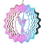 Stainless Steel Wind Spinner Worth Gift Indoor Outdoor Garden Decoration Crafts Ornaments 12 inch Multi Color Mandala Wind Spinners (Hummingbird)