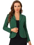 Allegra K Women's Work Office Lapel Collar Stretch Jacket Suit Blazer Deep Green 12