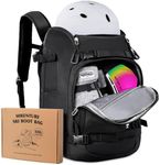 Hikenture Ski Boot Bag Backpack, 50L Padded Ski Bag & Snowboard Boot Bag with Drain Holes, Large Capacity Water-Resistant Ski Travel Bag for Ski Boots, Helmet, Goggles, Clothes, Gloves, Snowboard Gear