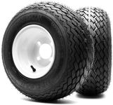 8" Steel Golf Cart Wheels Glossy White and Arisun Turf Sail (18/8.5-8) Golf Cart Tires - Set of Two