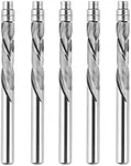 SpeTool 5PCS Spiral Flush Trim Router Bits with Guide Bearing 1/4 Shank,1-1/8" Cutting Diameter Extra Long 3" OVL, Carbide Compression Router Bit for Wood Trimming