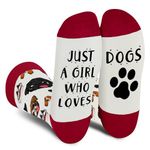 Funny Dog Socks Gifts for Women Mom Teen Girls-"Just A Girl Who Loves Dogs"Novelty Fun Cool Crazy Funky Cute Animal Womens Socks-Valentines Birthday Dog Mom Girls Gifts Christmas Stocking Stuffers