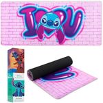 Disney Stitch Desk Mat XXL - Baby Yoda Gaming Desk Accessories 800 x 360 mm - Non-Slip, Office Supplies PC Laptop Accessories Mat Gaming Desk Mat Office Decoration (Pink Stitch)