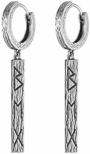 HZMAN Viking Runes Dangle Drop Earrings for Men Boys Retro Stainless Steel Nordic Viking Earring Hinged Huggie Hoop Earring Jewelry Gift, Stainless Steel, No Gemstone