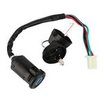 Motorcycle Ignition Switch, Universal 4 Pin Ignition Switch Male Plug Ignition Key Switch 4 Wires Ignition Barrel Ignition on off Switch with Key for 50 70 90 110 125 CC Off-Road ATV Dirt Bike Scooter