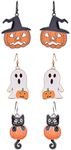 Lux Accessories Spooky Ghost Carved Pumpkin Cat Goldtone Silvertone Hem Dangle Earrings