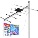 Outdoor TV Aerial for Freeview & Freeview HD, High Gain Digital TV Aerial with VHF/UHF Reception, Supports 4K/1080P & DAB, Outdoor/Loft/Roof TV Aerial with 10m Coaxial Cable (Pole Not Included)