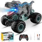 HappyGoLucky Dinosaur Toys for Boys, 1:16 Scale Remote Control Monster Truck Toys with Spray Roar LED Lights, Kids Toys for 4-8 Year Old Boys Gifts, Car Toys for Boys Toys Age 3 4 5 6 7 Gifts for Boys