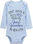 Sent with A Kiss from My Great Grandpa in Heaven Infant Newborn Baby Long Sleeve Bodysuit, Blue, 3 Months