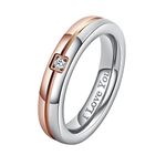 AmDxD Pair of Ring 03, Stainless steel, Cubic Zirconia