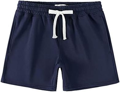 NIMENJOJA Mens 5.5" Athletic Gym Shorts Cotton Jogger Workout Lounge Jersey Zipper Pocket Sweat Shorts Navy Blue