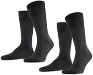 FALKE Men's Happy 2-Pack Socks, Cotton, Grey (Anthracite Melange 3080), 6.5-9, 2 Pairs