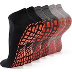 NOVAYARD 6 Pairs Non Slip Grip Socks Yoga Pilates Hospital Socks Sticky Grippers for Men Women（Black+Grey+Dark gray,Medium）