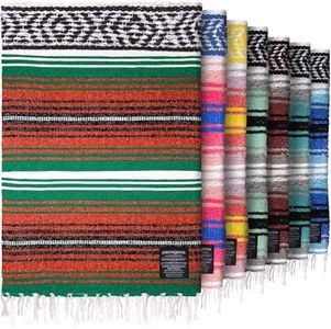 Hydration Nation Authentic Extra Large Mexican Blanket (70"x50") - Handwoven Yoga, Serape- Artisanal Falsa, Beach, Camping, Picnic, Outdoor - Storm Orange
