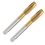 TA-VIGOR 2Pcs M8 x 1.25mm Spiral Point Plug Thread Tap, Thread Milling Tap with H2 Tolerance 3 Flutes Ground Threads, HSS Titanium Coated (Round Shank with Square End)