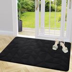 Kitinjoy Indoor Door Mat, 32" x 48", Non-Slip Absorbent Resist Dirt Entrance Mat, Washable Low-Profile Front Back Door Mat Welcome Mat for Entryway, Black