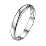 ChicSilver 3mm Sterling Silver Plain Band Ring for Women Stackable Rings Wedding Engagement Jewelry