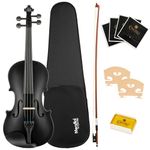 Mendini 16-Inch MA-Black Solid Wood Viola with Case, Bow, Rosin, Bridge and Strings